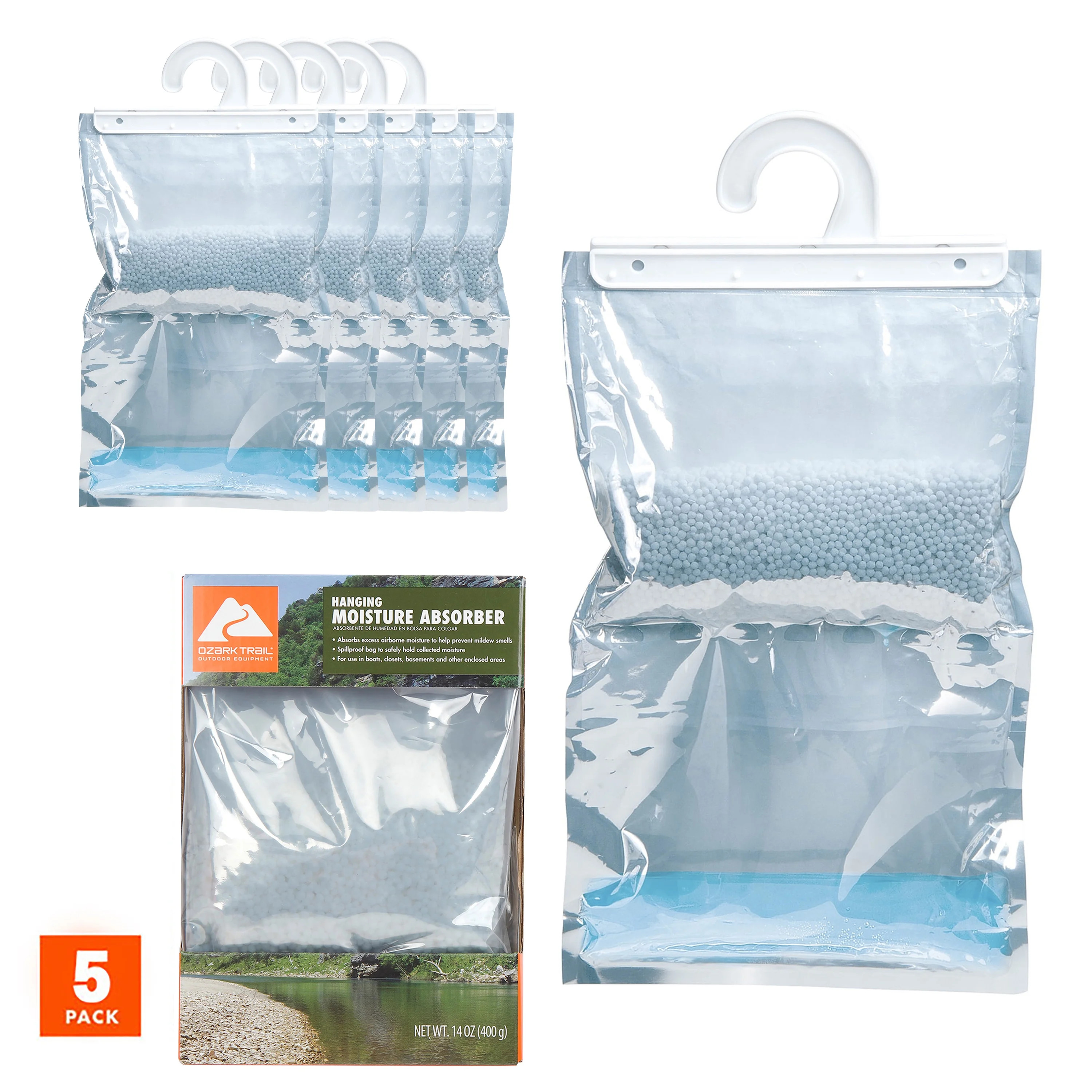 Ozark Trail Hanging Bag Moisture Absorber Dehumidifier, Value 5 Pack, Closets, Boats, Fragrance F... | Walmart (US)