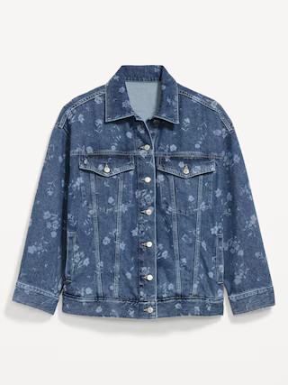 Oversized Floral Print Jean Trucker Jacket | Old Navy (US)