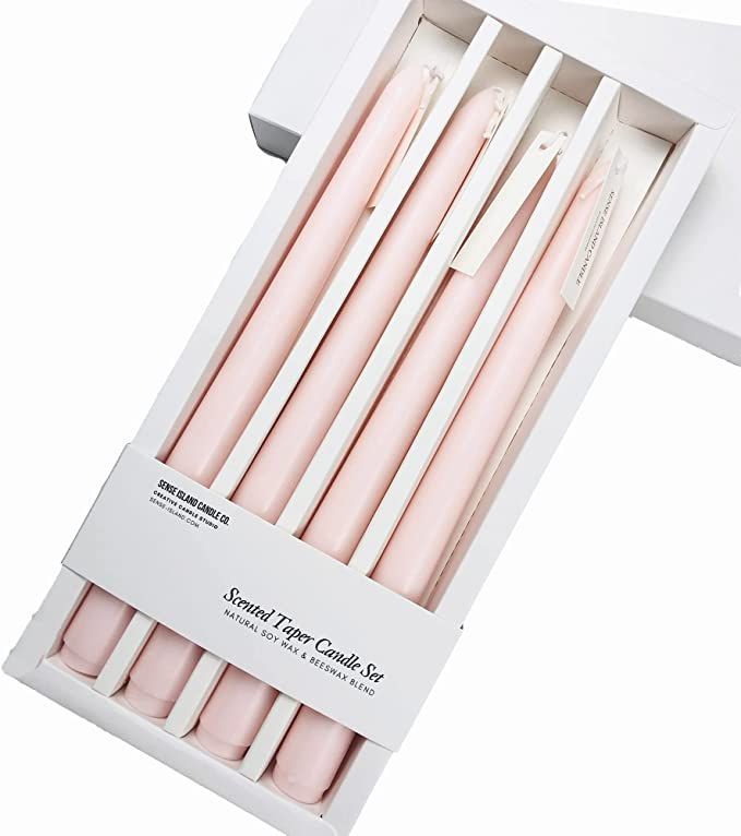 Natural Soy Wax Rose Scented 10 Inch Taper Candle Set of 4|Delightful Aroma | Beautiful Home Deco... | Amazon (US)
