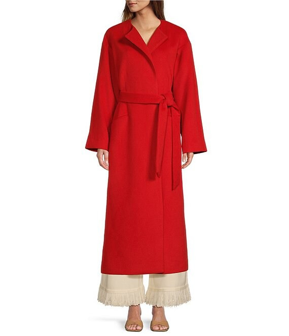 Antonio Melani x Elizabeth Damrich Barbara Wool Blend Long Sleeve Tie Front Coat | Dillard's | Dillard's