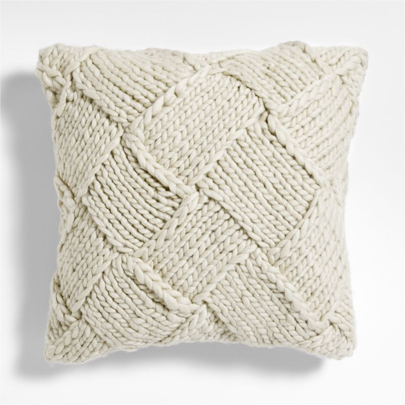 Chunky Melange Wool Knit 23"x23" Arctic Ivory Throw Pillow with Feather Insert | Crate & Barrel | Crate & Barrel