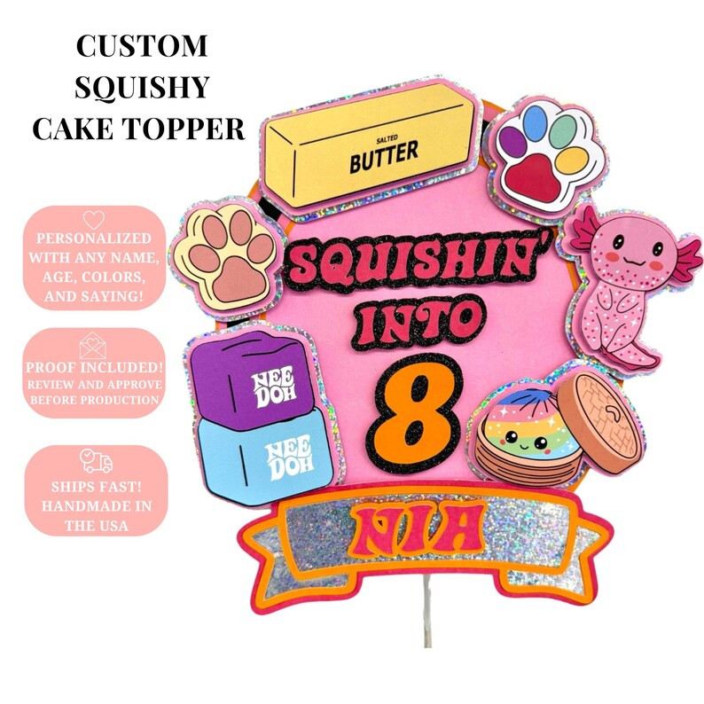 Custom Squishy Birthday Cake Topper | Personalized Squishy Toy Inspired Cake Topper | Squishin' I... | Etsy (Global)