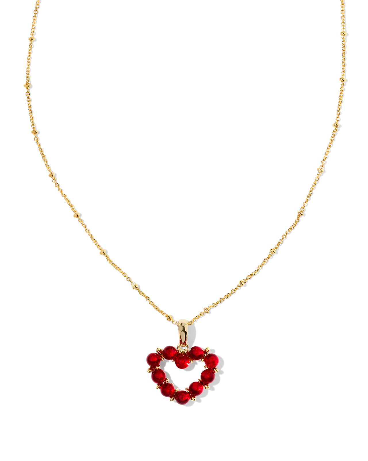 Ashton Gold Heart Short Pendant Necklace in Red Glass | Kendra Scott