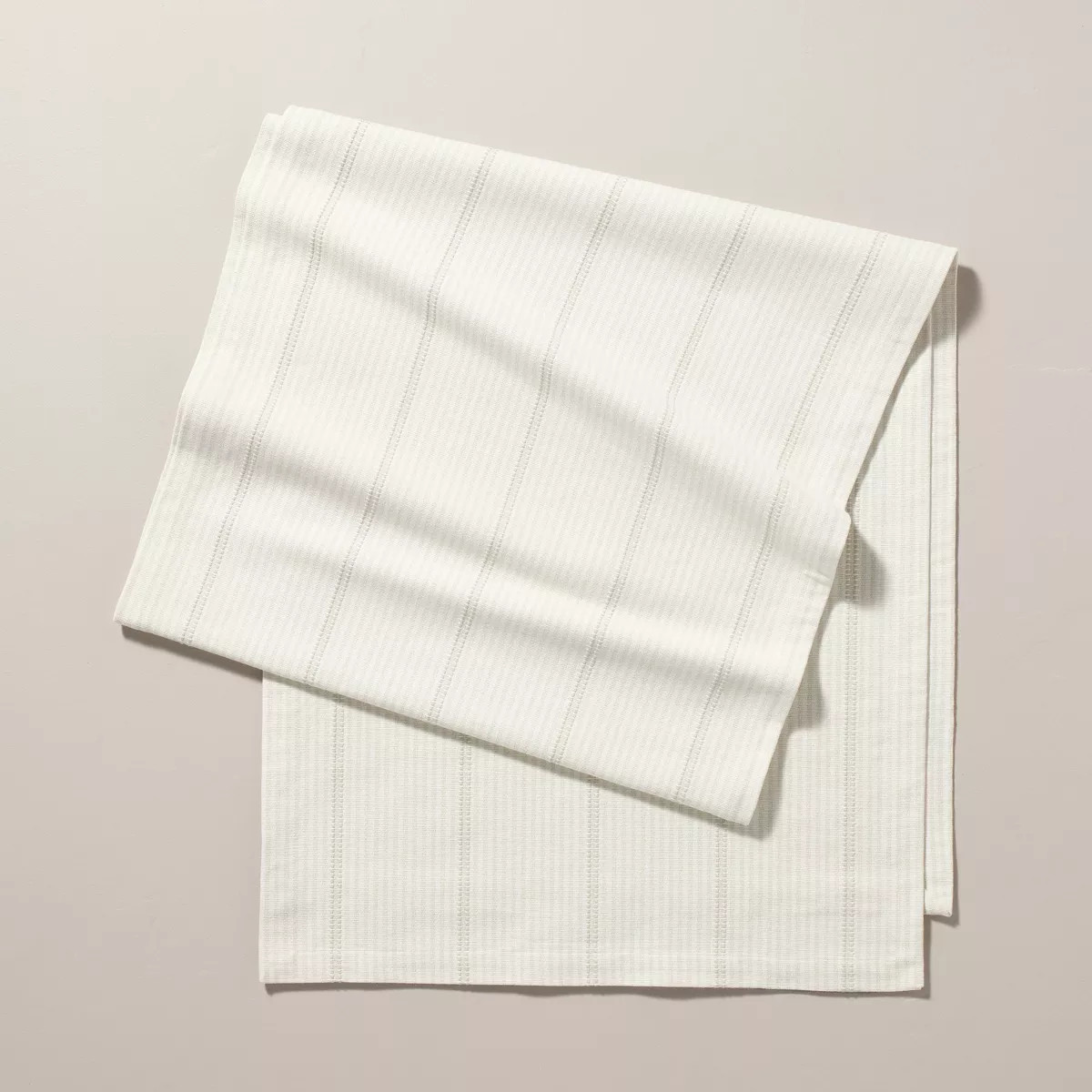 20"x90" Ticking Stripe Woven Table Runner Light Green/Cream - Hearth & Hand™ with Magnolia | Target