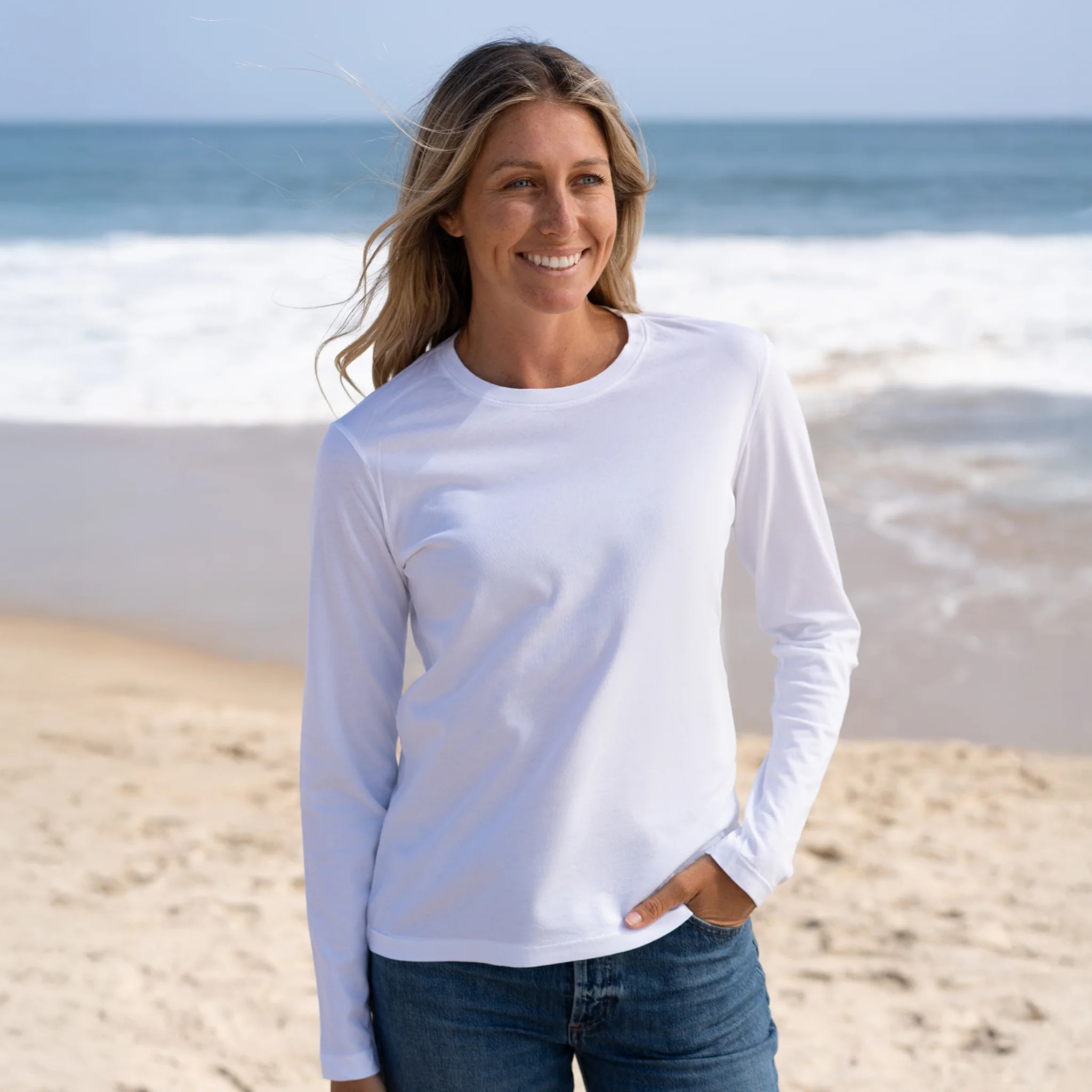 Womens Long Sleeve Crew Neck | The Classic T Shirt Company