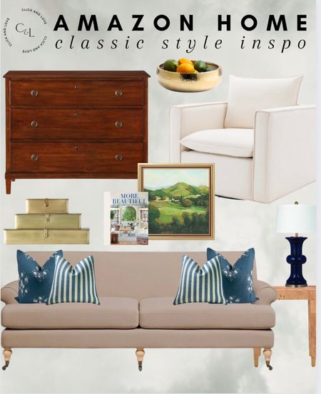 Amazon home classic decor inspo ✨ love this beautiful sofa. Such a timeless piece! 

Sofa, end table, table lamp, accent pillow, pillow, throw pillow, decorative boxes, framed art, landscape art, swivel chair, accent chair, decorative bowl, nightstand, coffee table book, classic home decor, traditional home decor, budget friendly home decor, bedroom, living room, dining room, entryway, interior design, Amazon, Amazon home, Amazon must haves, Amazon finds, amazon favorites, Amazon home decor #amazon #amazonhome

#LTKfindsunder100 #LTKhome #LTKstyletip