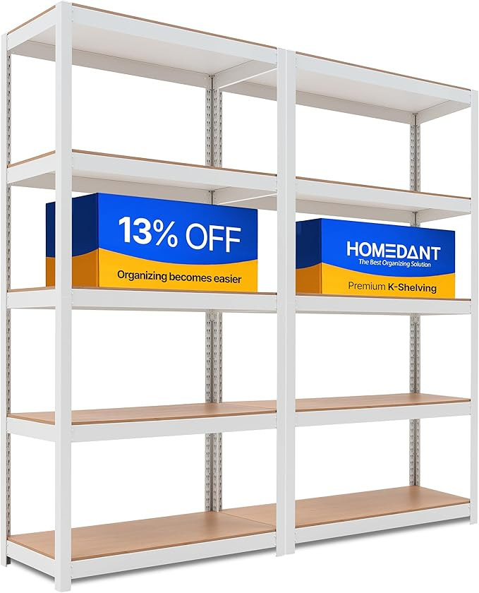HOMEDANT House 5-Tier Laminated Metal Shelving Unit Adjustable Storage Utility Rack Heavy Duty Sh... | Amazon (US)