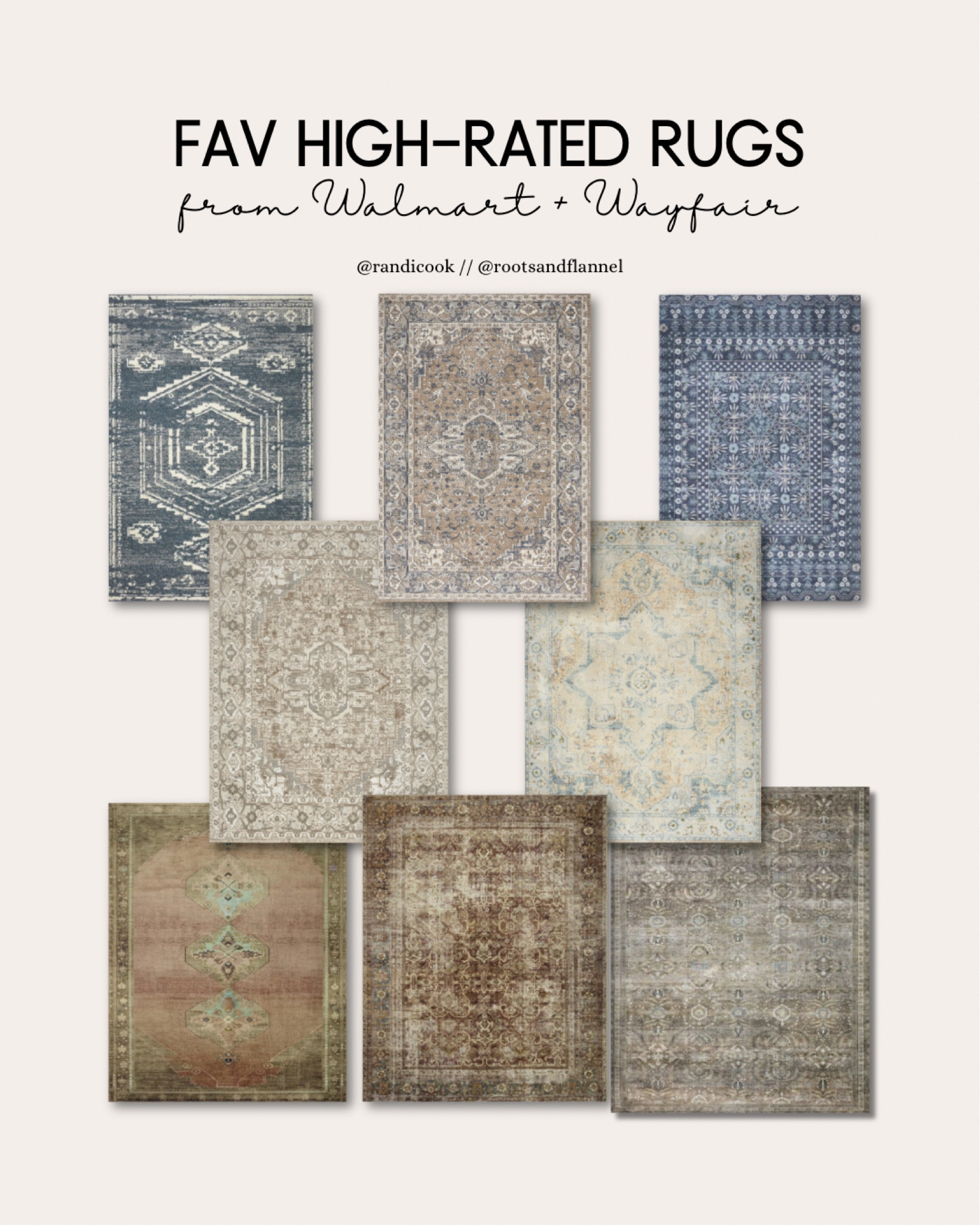 Some of my favorite trendy and highly-rated area rugs from Walmart and Wayfair.  Some are even machine washable👀🙌🏼

Home decor | Home inspo | Living room | Kitchen | Nursery | Dining roomm

#LTKHome