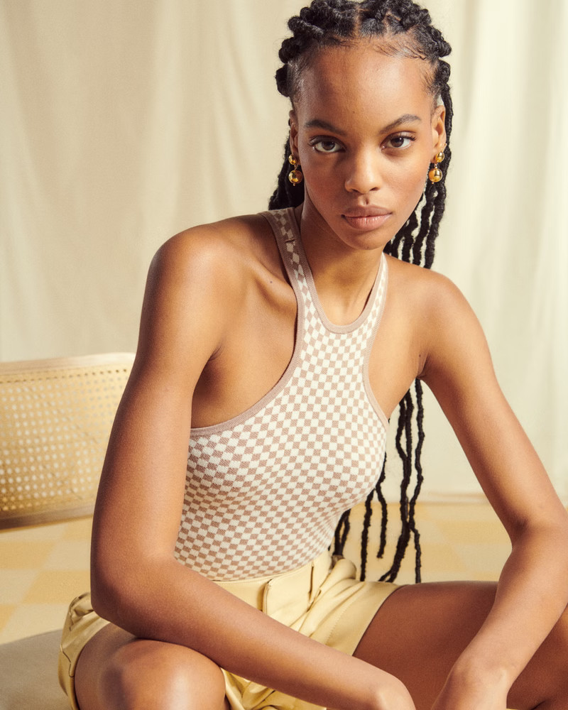 Checkered Elevated Knit Scuba Tank | Abercrombie & Fitch (US)