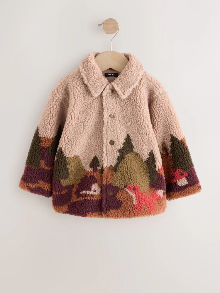 Neutral Scenic Print Borg Fleece Shacket (3mths-7yrs) | Next US