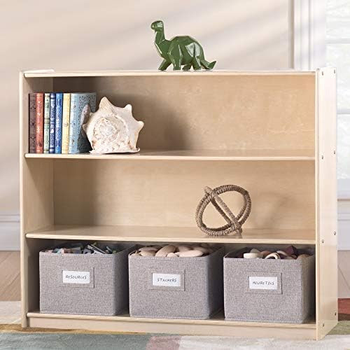 Guidecraft EdQ Essentials Three Shelf Open Storage Natural with 3 Fabric Bins: Wooden Kids Bookca... | Amazon (US)