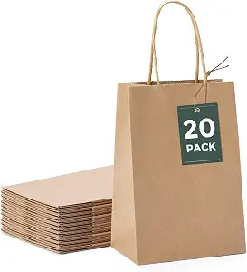 Brown Paper Bags 5.25x3.75x8 20Pcs, Small Gift Paper Bag with Handles Bulk, Graduation Gift, Stur... | Amazon (US)