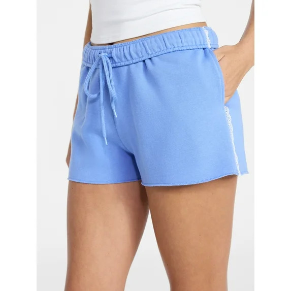 No Boundaries Foldover Shorts with Lace Trim, 2'' Inseam, Women's XXS-XXL | Walmart (US)