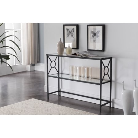 Colton Textured Black & Brushed Copper Metal With Transparent Tempered Glass Modern 2 Storage She... | Walmart (US)