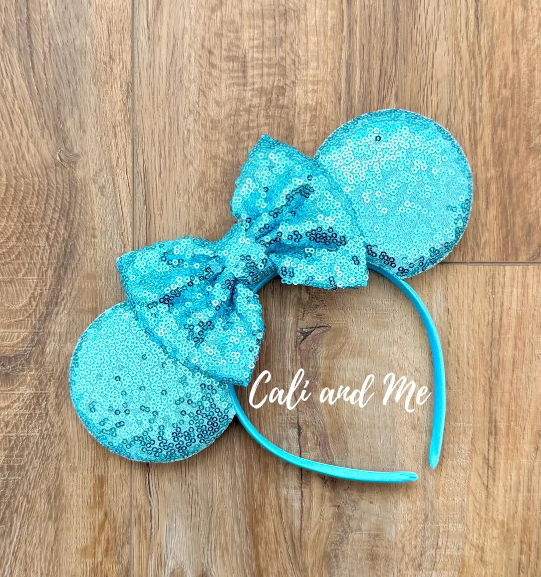 Turquoise Mickey Ears Disney Cruise Outfit Sequin Headband Minnie Ears Turquoise Blue Mouse Ears ... | Etsy (US)