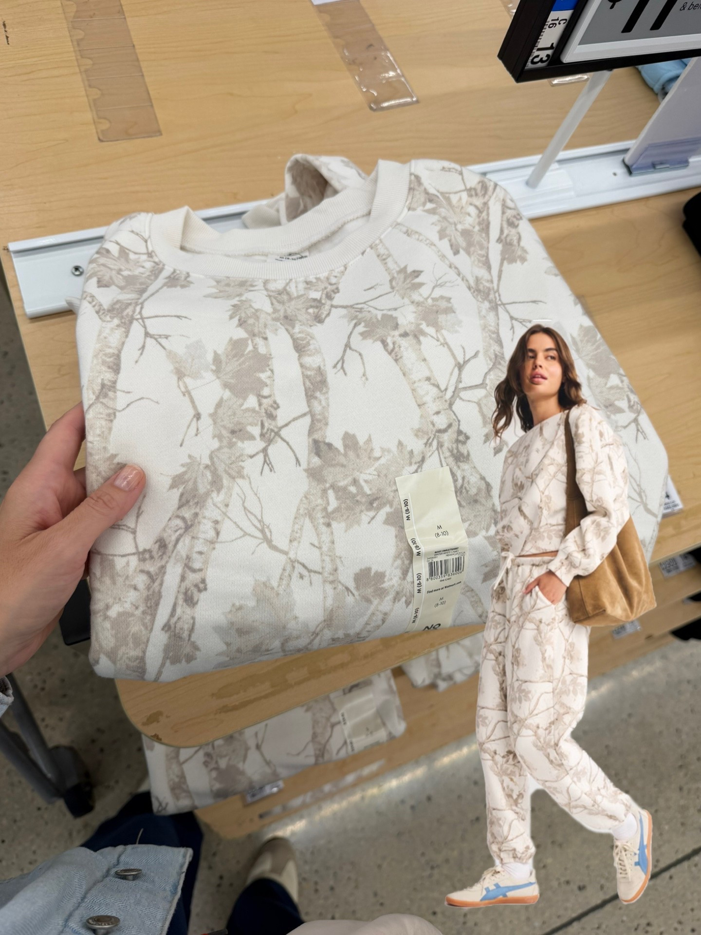 Walmart versus Abercrombie camo fleece crewneck and jogger pants. #walmartfashion