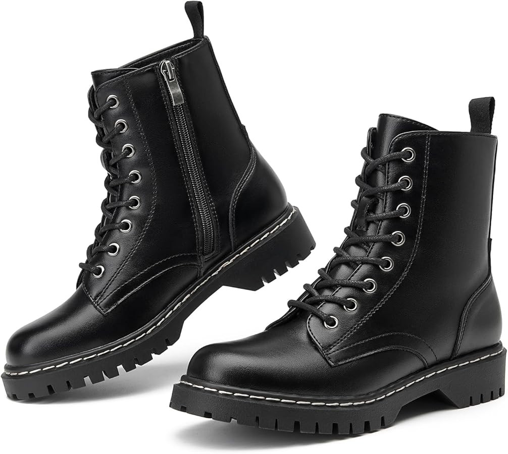 VERDASCO Womens Boots Ladies Casual Water-Resistant Lace Up With Zipper Inside Boots Fashion Roun... | Amazon (US)