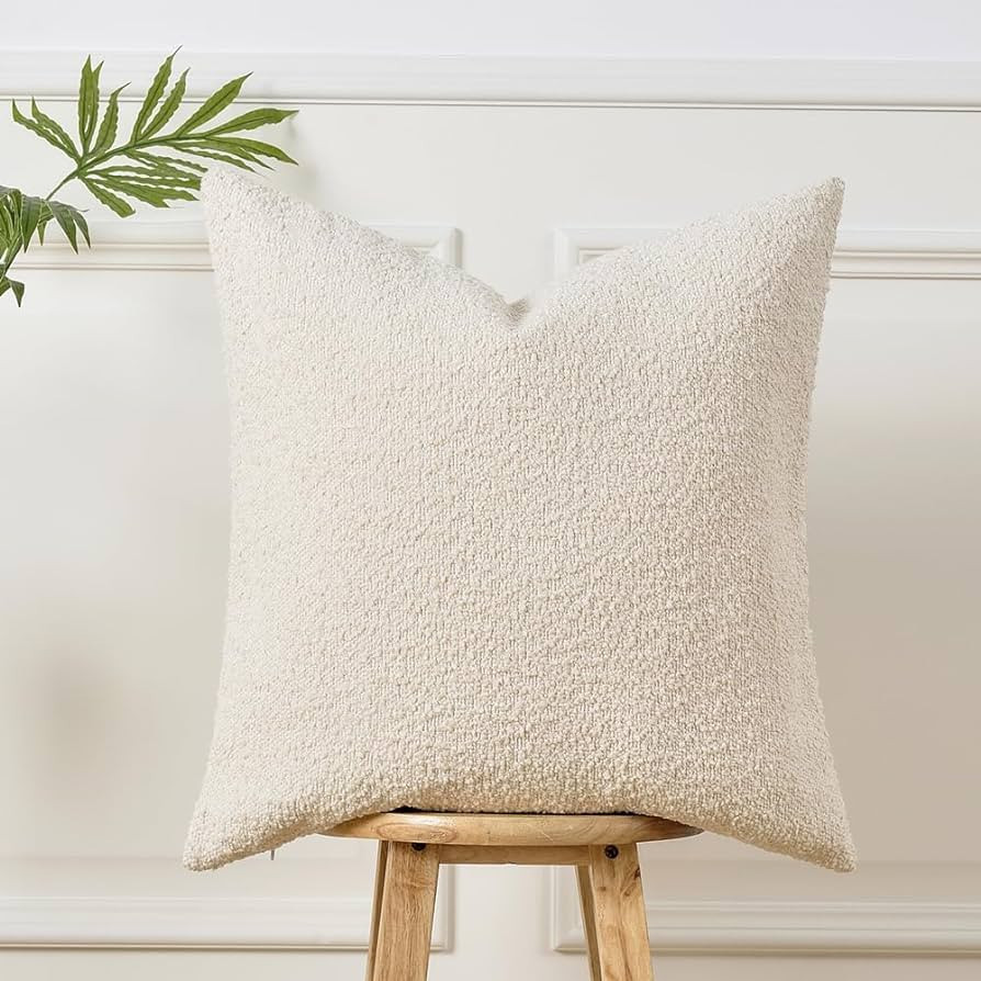 Sunkifover Textured Boucle Pillow Covers 18x18 Inches, DecorativeThrow Pillows Cover, Neutral Pil... | Amazon (US)