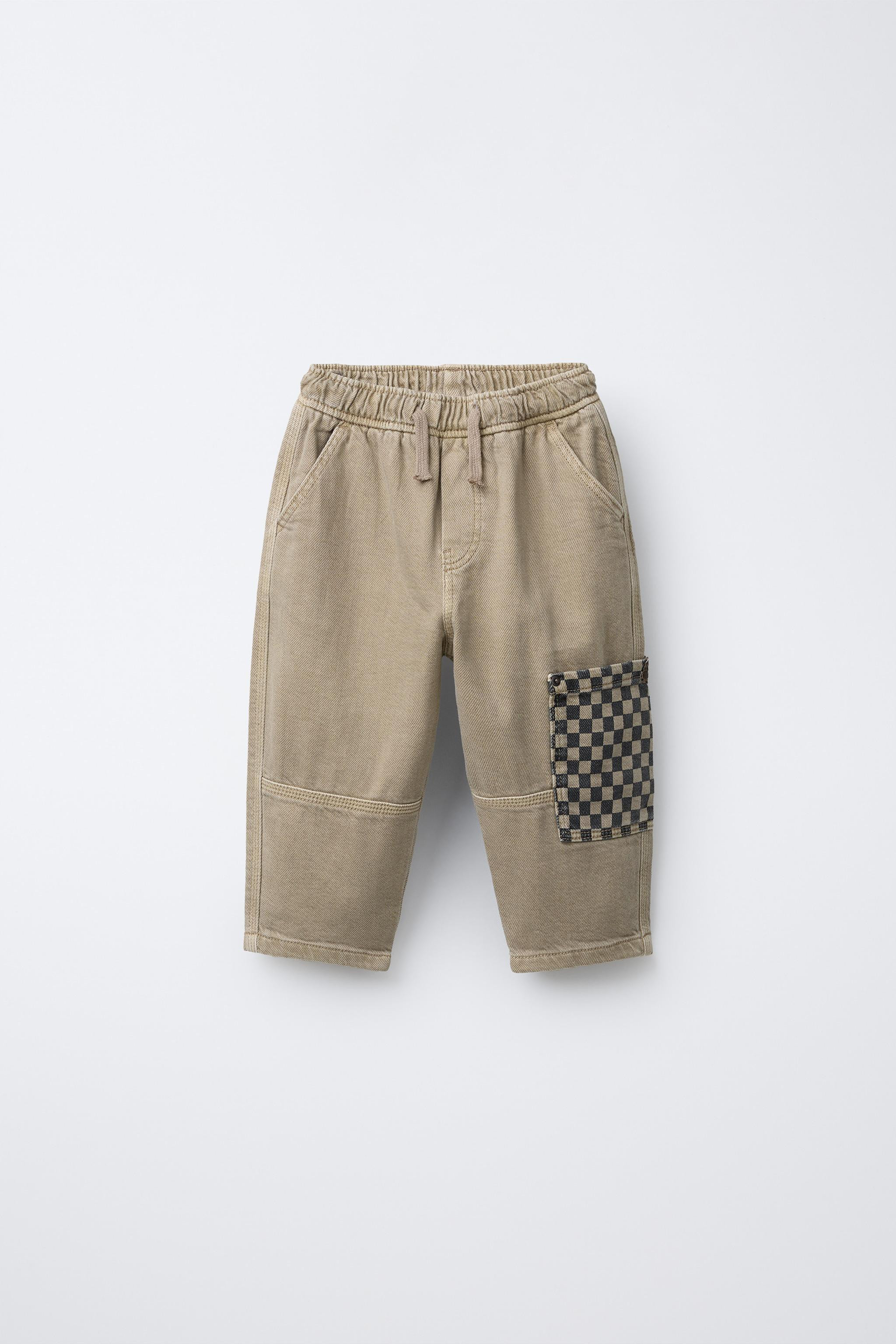 WARM CHECKERBOARD CARGO TWILL PANTS | Zara US