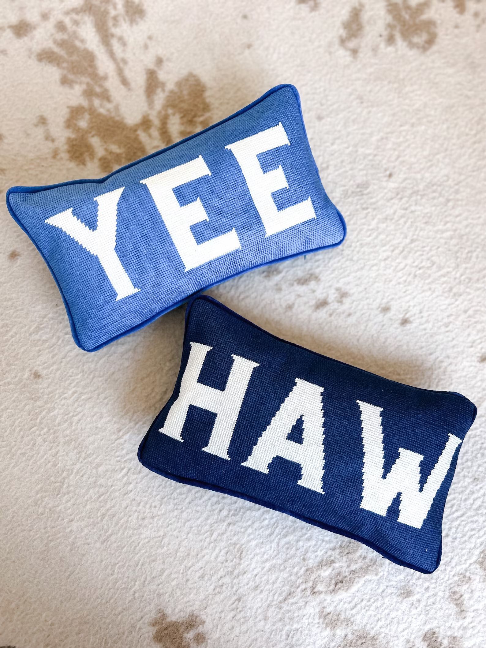 Yee Haw Needlepoint Pillows Blue - Etsy | Etsy (US)