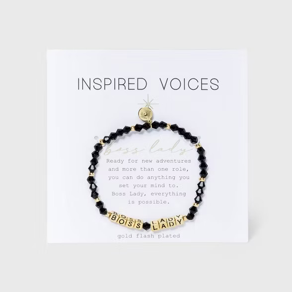 Gold Tone Plated 'Boss Lady' Stretch Bracelet - Black | Target