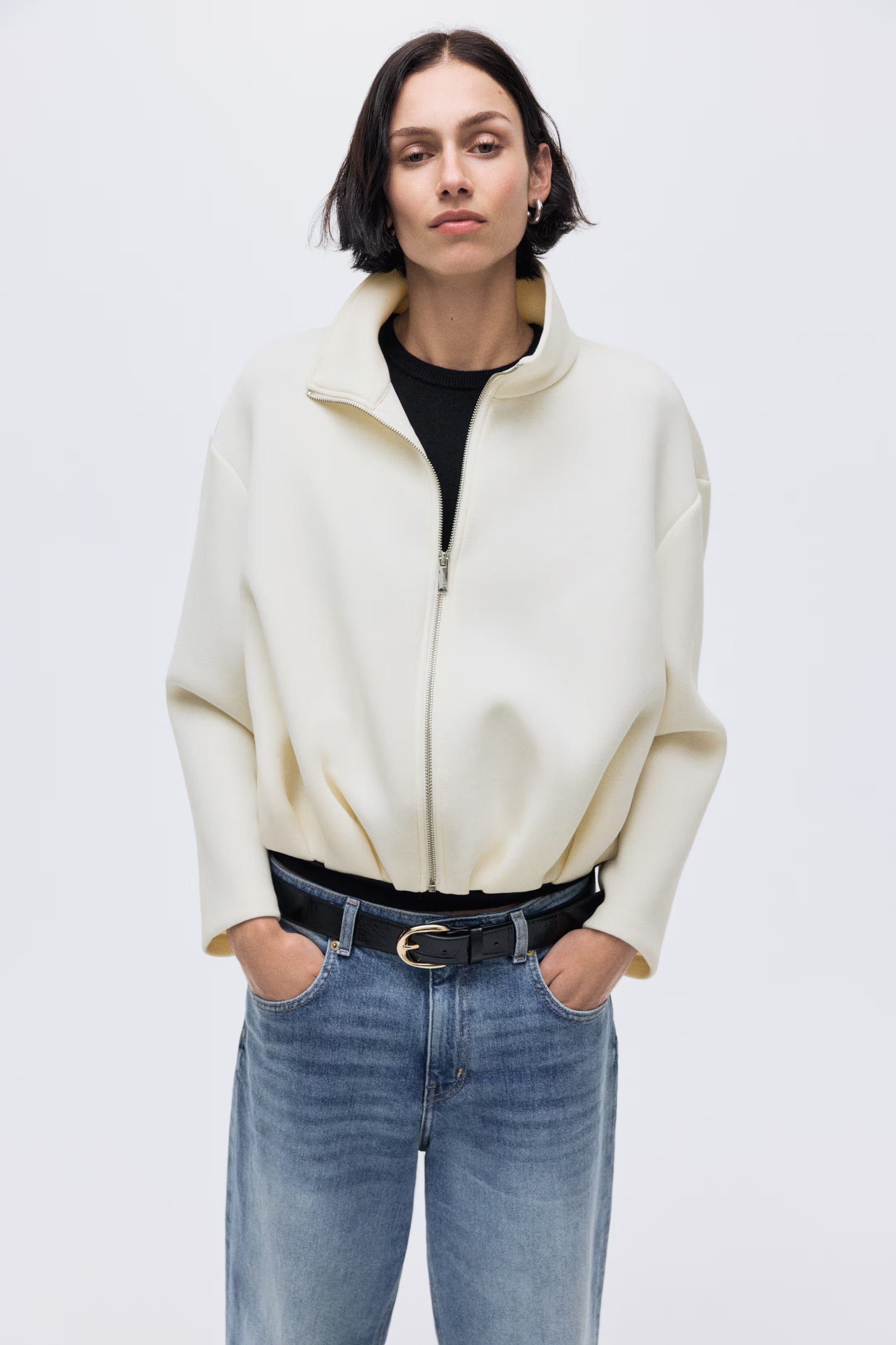 Scuba Fabric Jacket - Burgundy - Ladies | H&M US | H&M (US + CA)