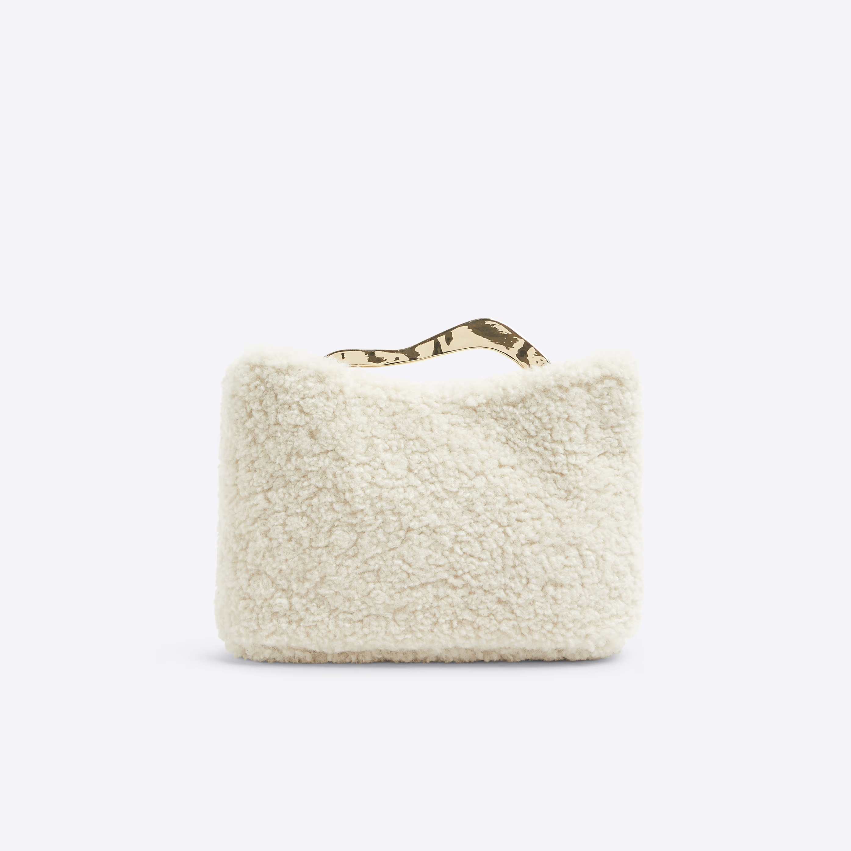 River Island Womens Beige Borg Hardware Handle Clutch Bag | River Island (UK & IE)