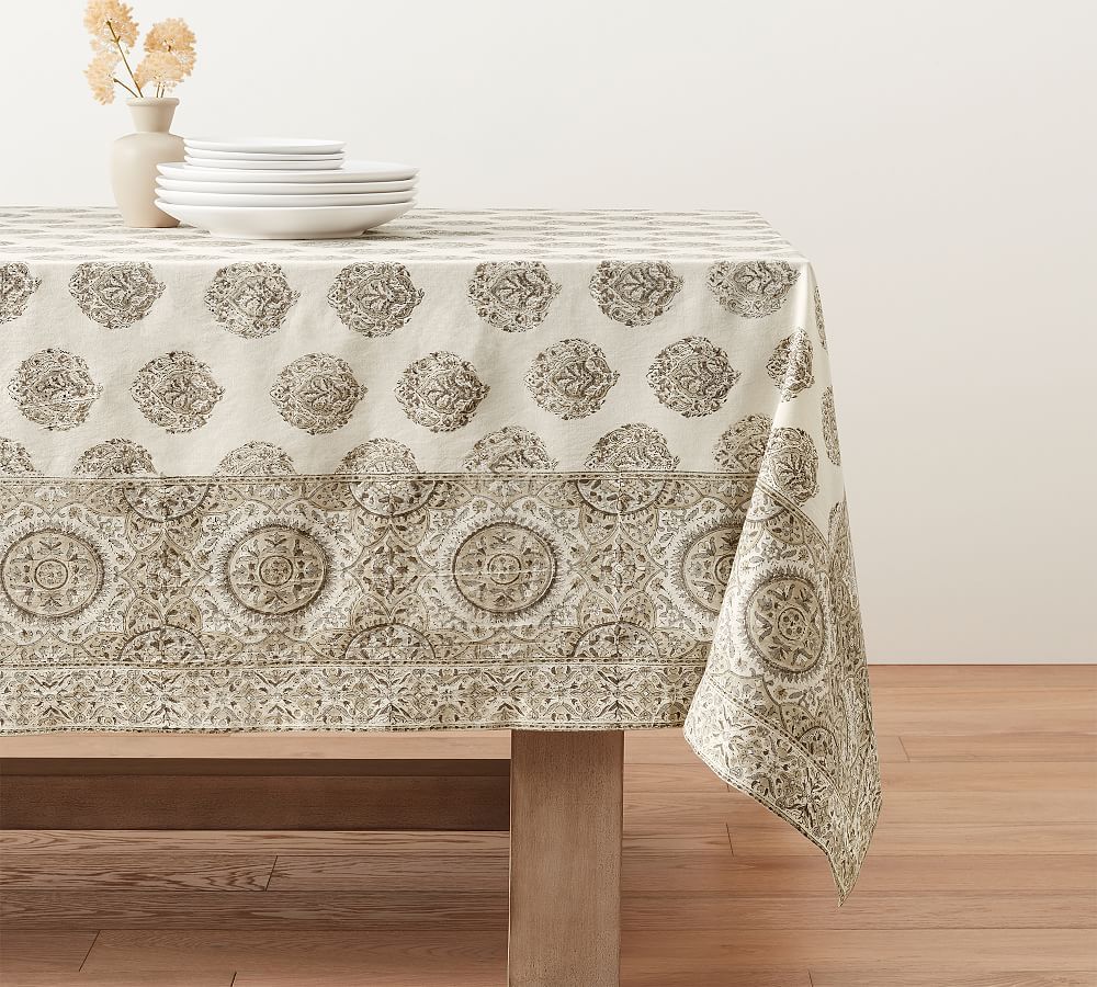 Block Print Medallion Cotton Tablecloth | Pottery Barn (US)
