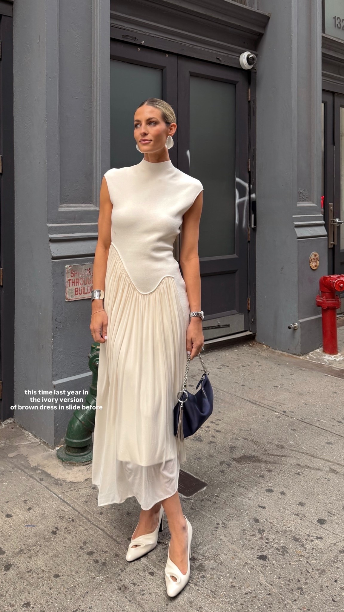 this time last year in 
the ivory version 
of brown dress in slide before
