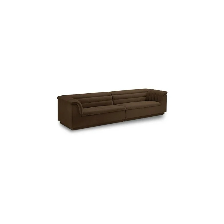 Meridian Furniture Cascade Brown Velvet Fabric Modular Sofa | Walmart (US)