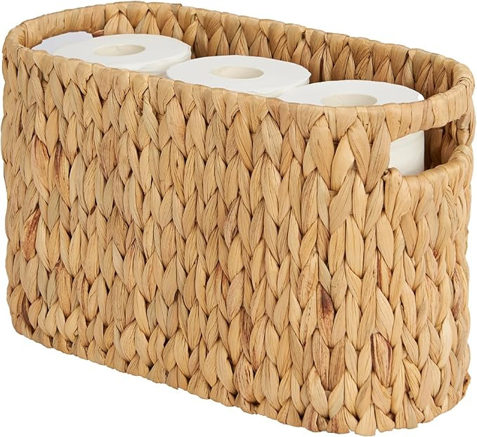 ELONG HOME Toilet Paper Storage, Water Hyacinth Wicker Toilet Paper Storage Holder for 6 Rolls, T... | Amazon (US)