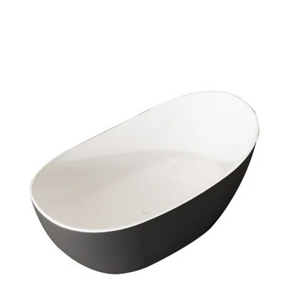 66.98 In. X 31.5 In. Solid Surface Flatbottom Freestanding Soaking Bathtub In Black | Wayfair North America