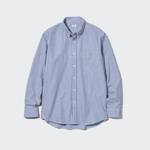 Extra Fine Cotton Broadcloth Striped Shirt (Button-Down Collar) | UNIQLO (UK)