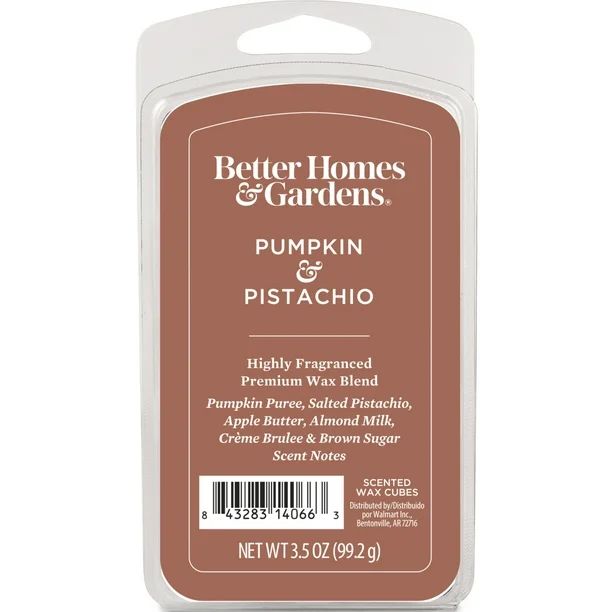 Pumpkin & Pistachio Premium Scented Wax Melts, Better Homes & Gardens, 3.5 oz (1-Pack) | Walmart (US)