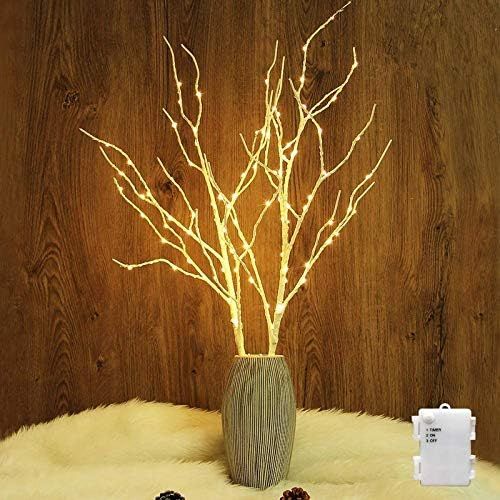 Amazon.com: Twinkle Star 100 LED Lighted White Birch Branches 2 Pack Artificial Branches Waterpro... | Amazon (US)