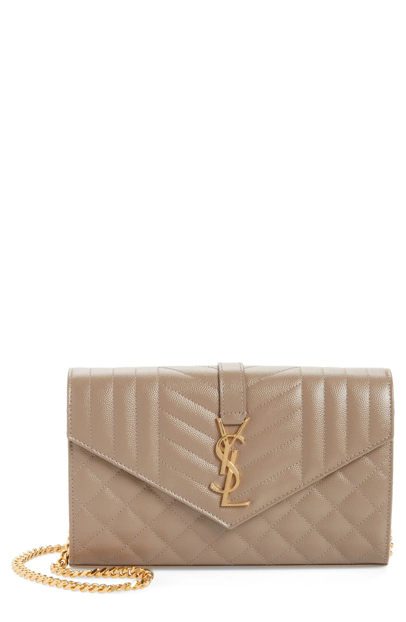 Envelope Quilted Pebbled Leather Wallet on a Chain | Nordstrom