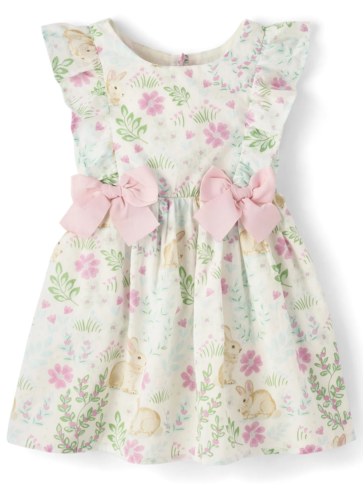 The Children's Place Toddler Girls Short Sleeve Bunny Bow Flutter Dress, Sizes 12M-5T | Walmart (US)