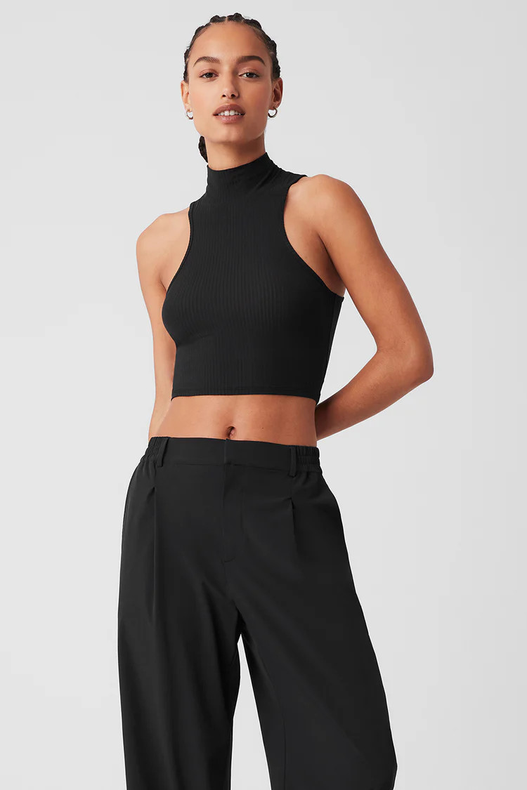 Ribbed Sea Coast Cropped Turtleneck Tank | Alo Yoga (US)
