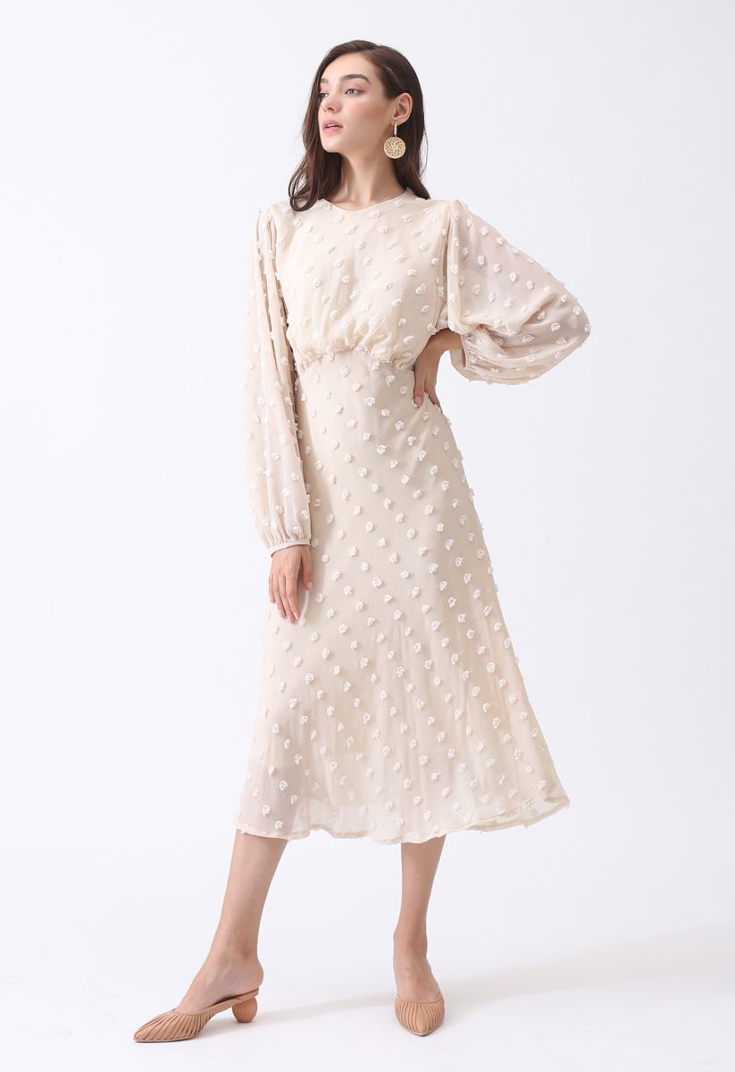 Cotton Candy Sheer Midi Dress in Cream | Chicwish