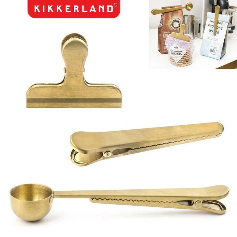 3 Pc Brass Clip Set Coffee Scoop Spoon Alligator Retro Seal Clips Kitchen Office - Walmart.com | Walmart (US)