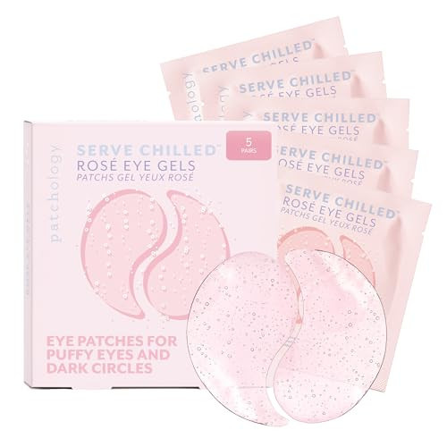Patchology Serve Chilled Rosé Hydrating Under Eye Patches – Hyaluronic Acid & Antioxidant-Infused Eye Masks to Reduce Dark Circles, Puffiness & Fine Lines - Ideal Skincare Essentials (5 Pairs) | Amazon (US)