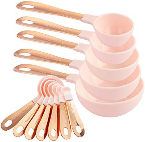 Cook with Color 12 PC Measuring Cups Set and Measuring Spoon Set/Copper Coated Stainless Steel Ha... | Amazon (US)