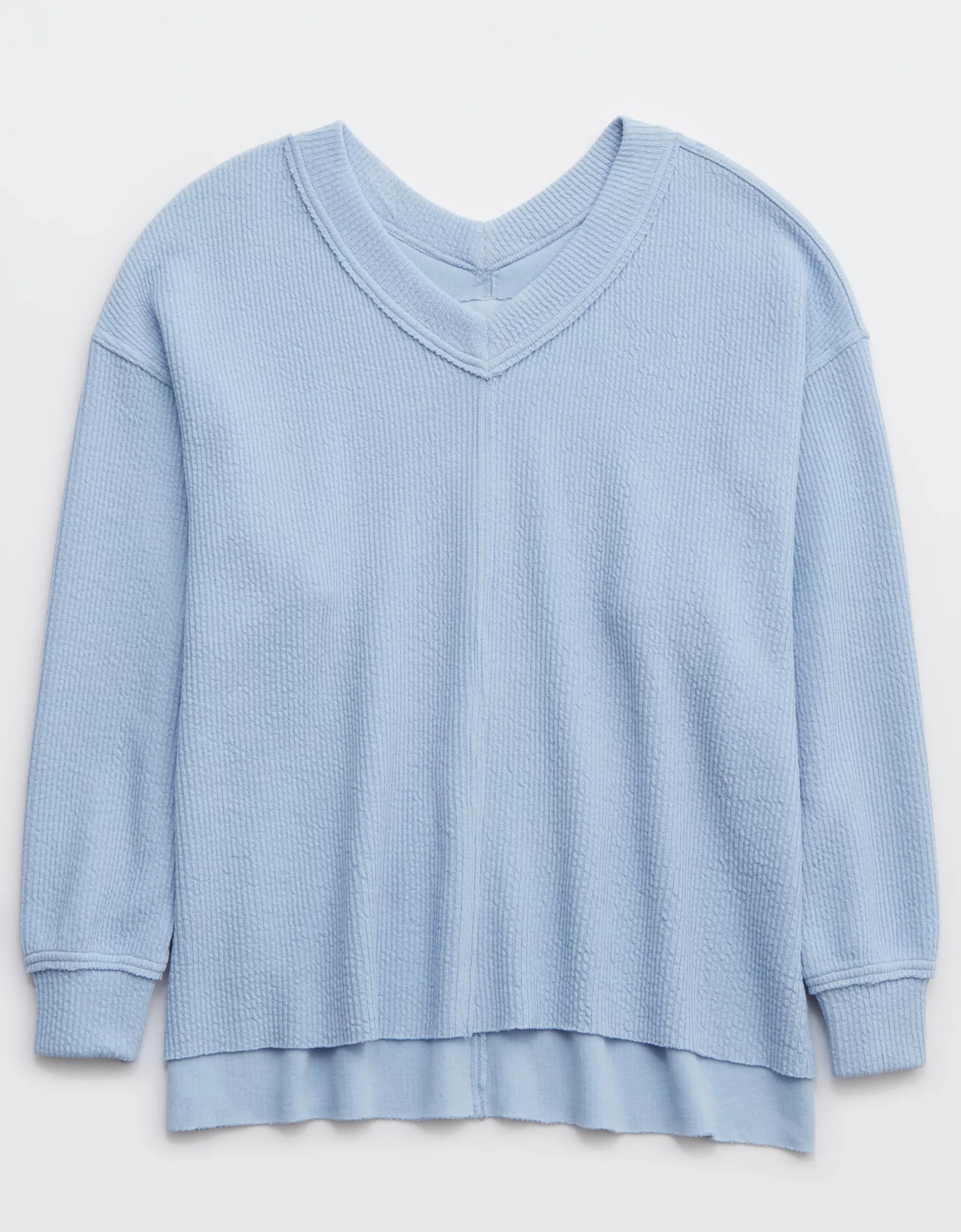Aerie Wonder Textured V-Neck Sweatshirt | Aerie