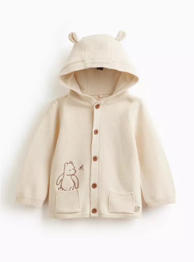 Cream Winnie The Pooh Hooded Cardigan 6-9 months | Tu Clothing