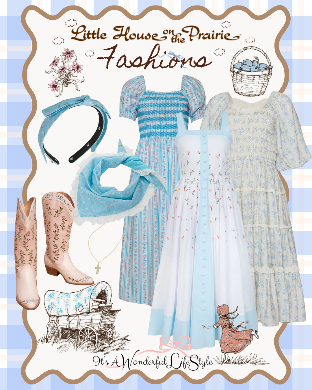 If you grew up loving "Little House on the Prairie" reruns like I did, this collection is sure to make your heart smile. Soft blue florals, prairie dresses, embroidered cowboy boots, dainty accessories, and timeless, limited-edition Lele Sadoughi pieces that capture simple, wholesome country charm.

I love that these looks feel vintage-inspired yet beautiful enough to wear today. There's just something so sweet about dressing with grace, femininity, and a touch of Walnut Grove.

Tap my LTK to shop these prairie-i

"Look at the country girl." 

"She is clothed with strength and dignity; she can laugh at the days to come." — Proverbs 31:25

Clip Art Image Credit:
Lele Sadoughi

#LittleHouseOnThePrairie  #PrairieFashion #VintageInspired #FeminineFashion #LTKStyle   

 