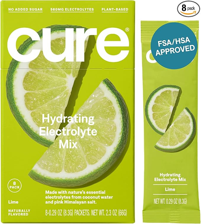 Cure Hydration | Plant-Based Electrolyte Drink Mix | No Added Sugar | Dehydration Relief Powder M... | Amazon (US)