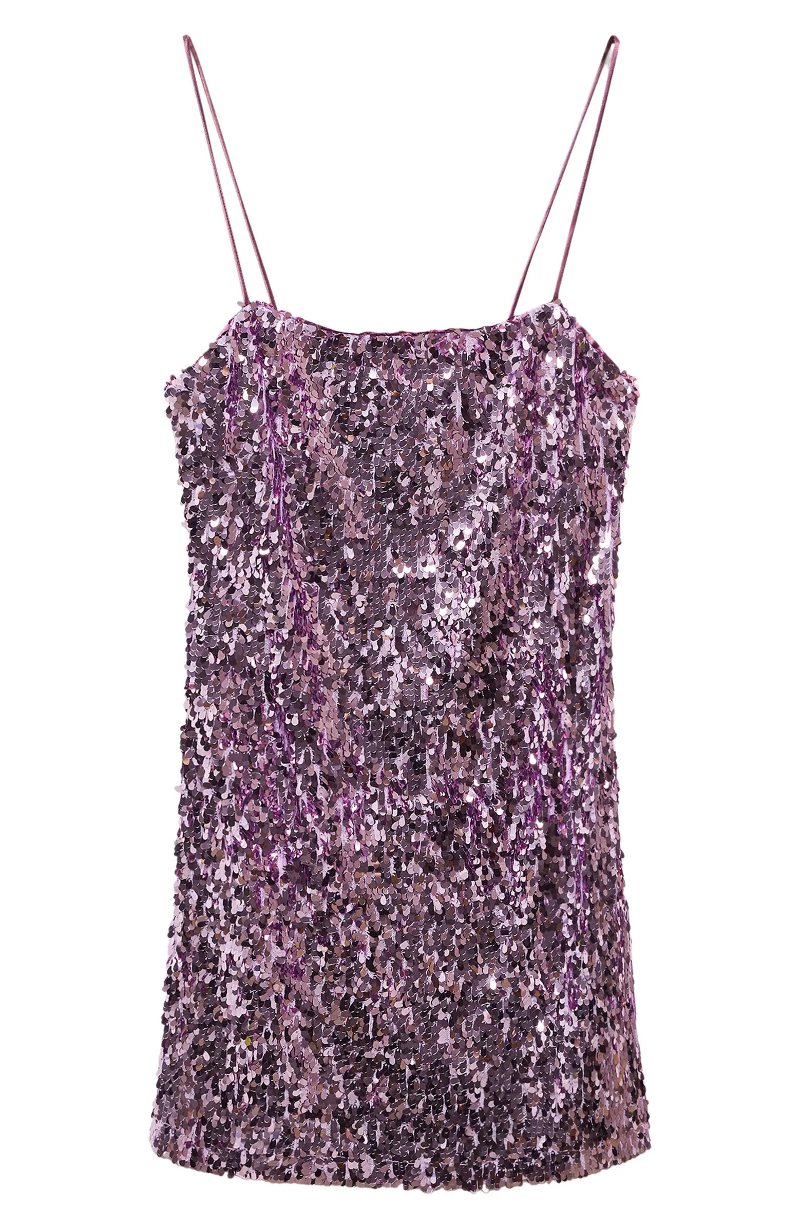 MANGO Spaghetti Strap Sequin Minidress | Nordstrom | Nordstrom