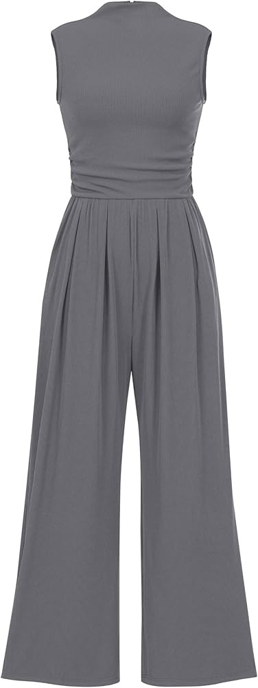 PRETTYGARDEN Womens Summer Jumpsuits Dressy Casual One Piece Outfits Sleeveless Mock Neck Wide Le... | Amazon (US)