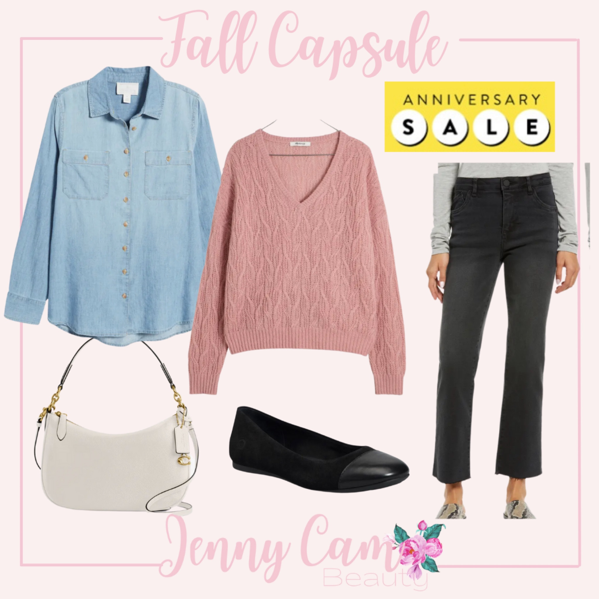 Pink sweater chambray top black pants workwear outfit from the Nordstrom anniversary sale 

#LTKxNSale #LTKsalealert #LTKstyletip