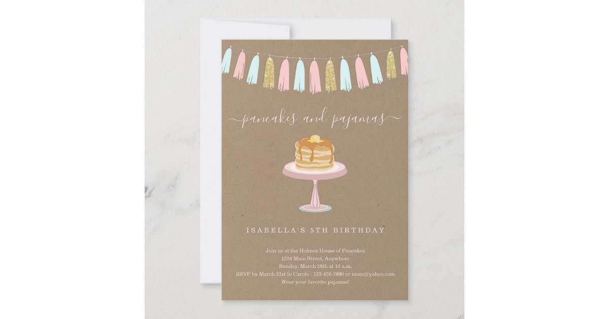Pancakes & Pajamas Birthday Party Invitation | Zazzle | Zazzle